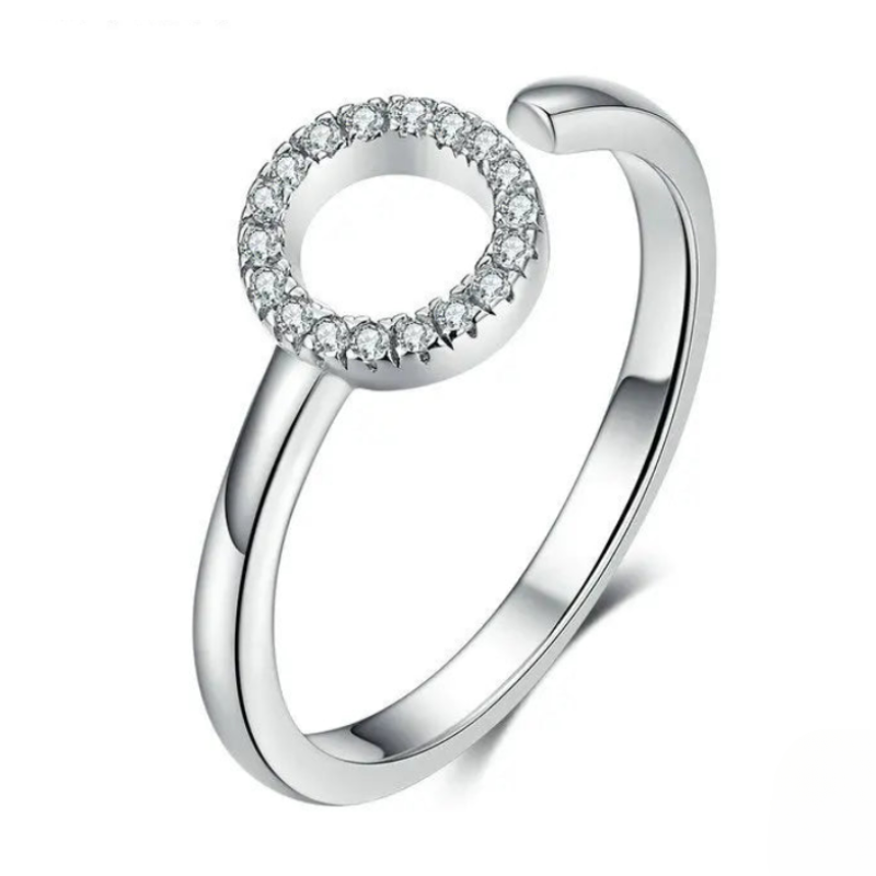 LOJA KIONI - Anel Aba em Prata 925 e Zircônias - Anel Minimalista, Elegante