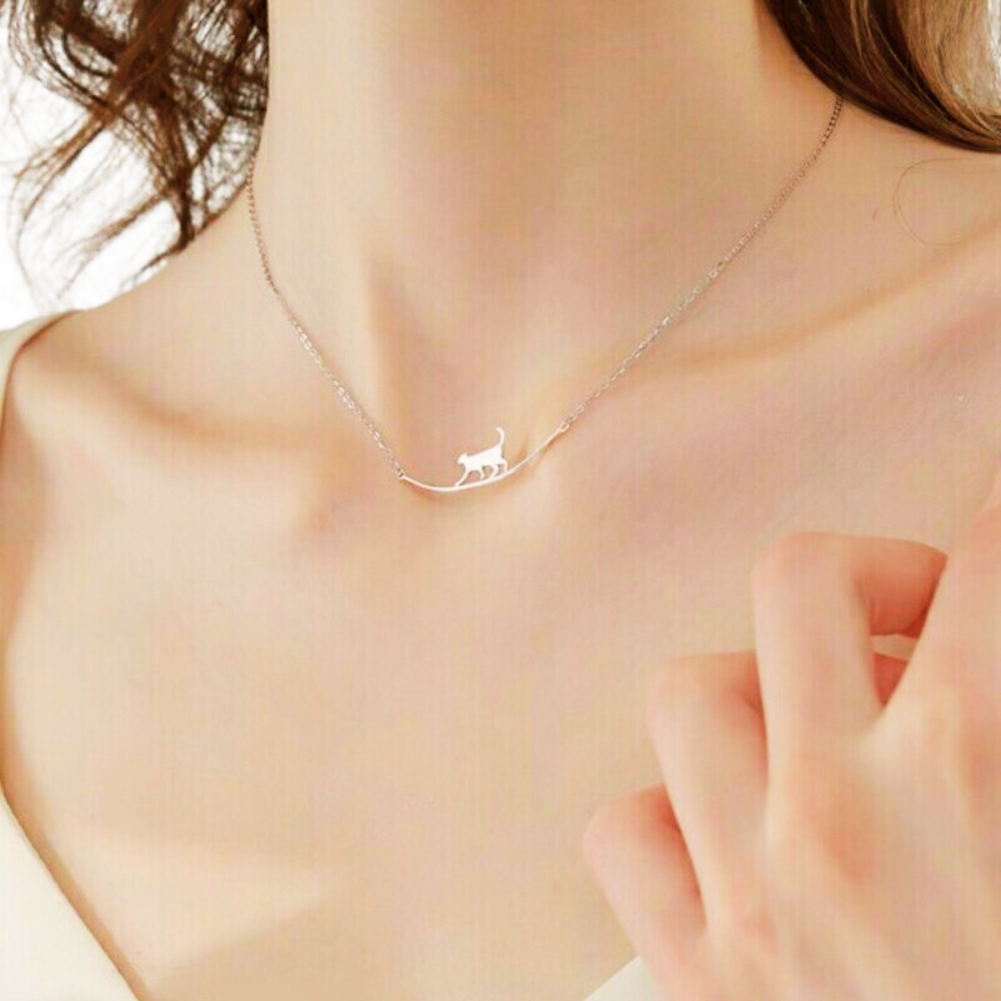 Loja KIONI - Colar Catarina - Gatinho em Prata