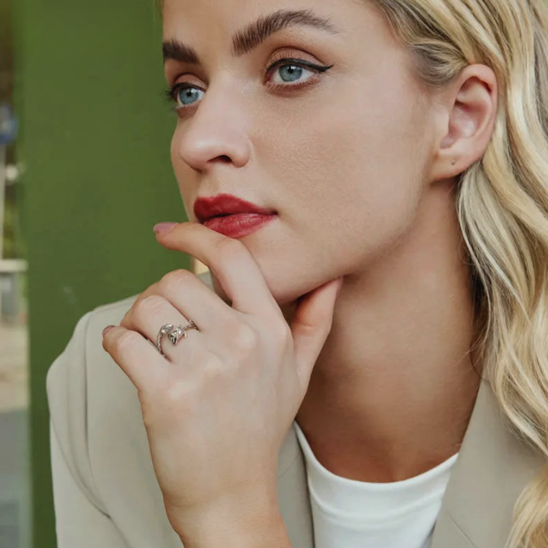 Loja KIONI Anel Celeste - Serpente em Prata e Zircônias