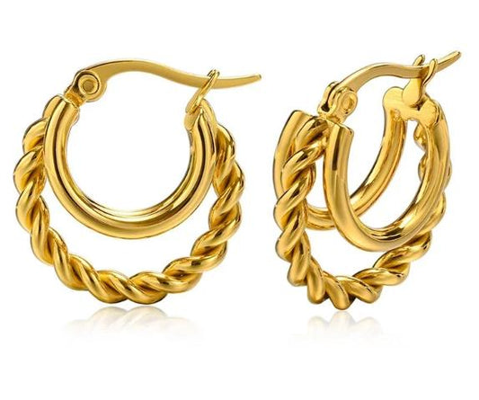 Brinco Hilary Aço Inoxidável Banhado a Ouro - Loja KIONI