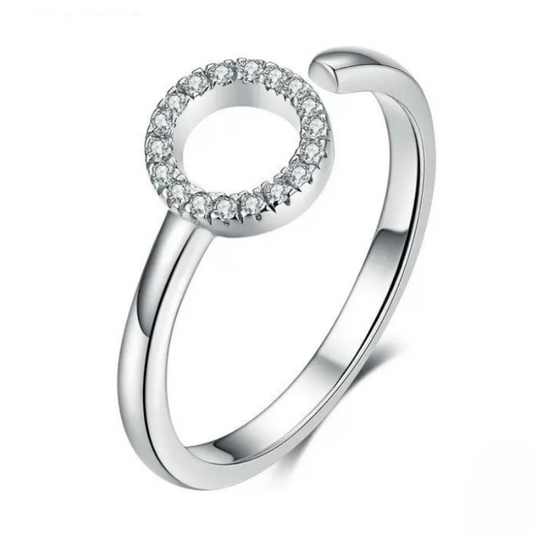 LOJA KIONI - Anel Aba em Prata 925 e Zircônias - Anel Minimalista, Elegante