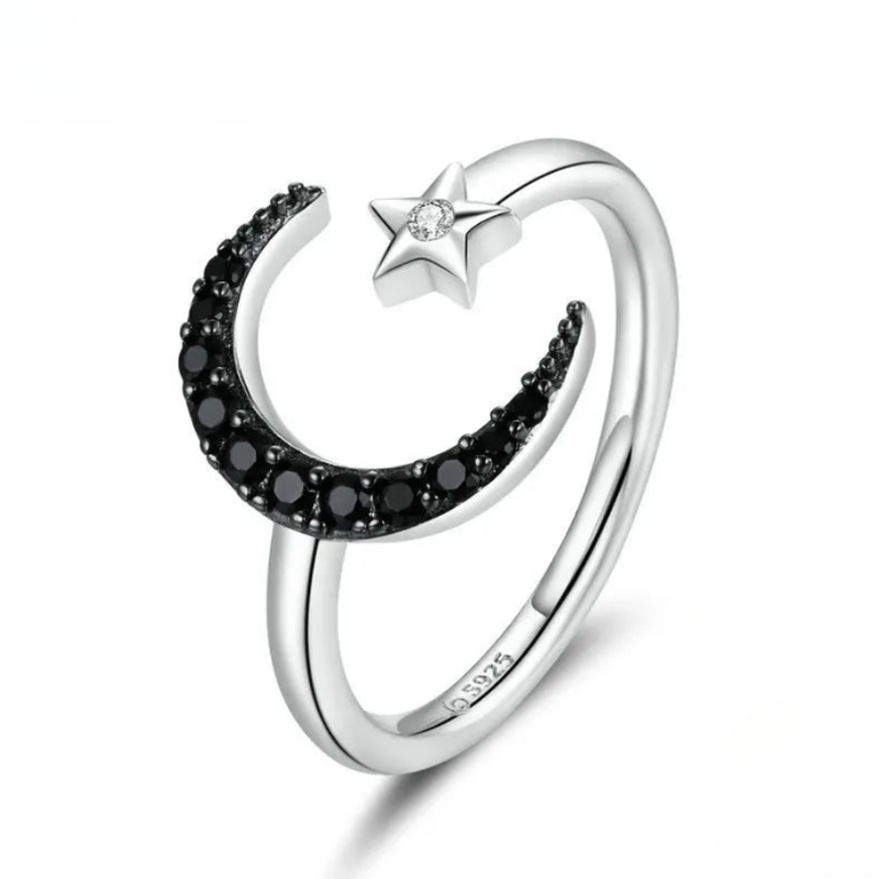 Loja KIONI - Anel Bette - Lua e Estrela em Prata e Zircônias
