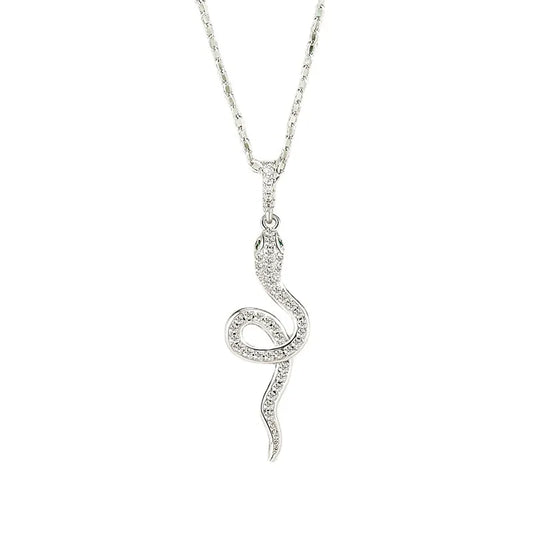 Loja KIONI - Colar Celeste - Serpente em Prata e Zircônias