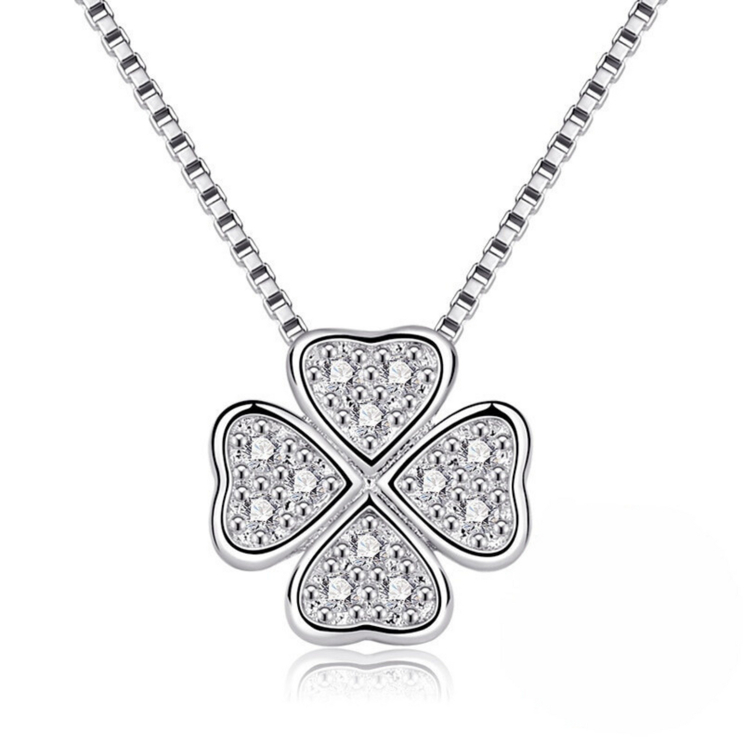 Loja KIONI - Colar Eva - Trevo de Quatro Folhas em Prata e Zircônias