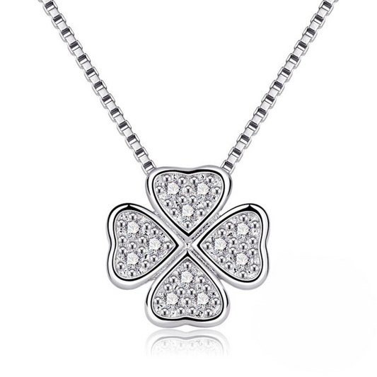 Loja KIONI - Colar Eva - Trevo de Quatro Folhas em Prata e Zircônias