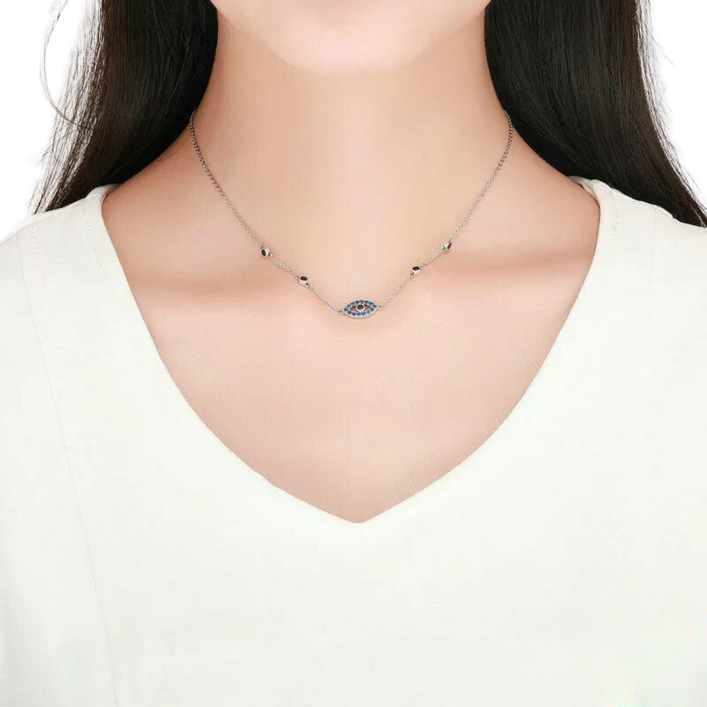 Loja KIONI - Colar Morgana - Olho em Prata e Zircônias