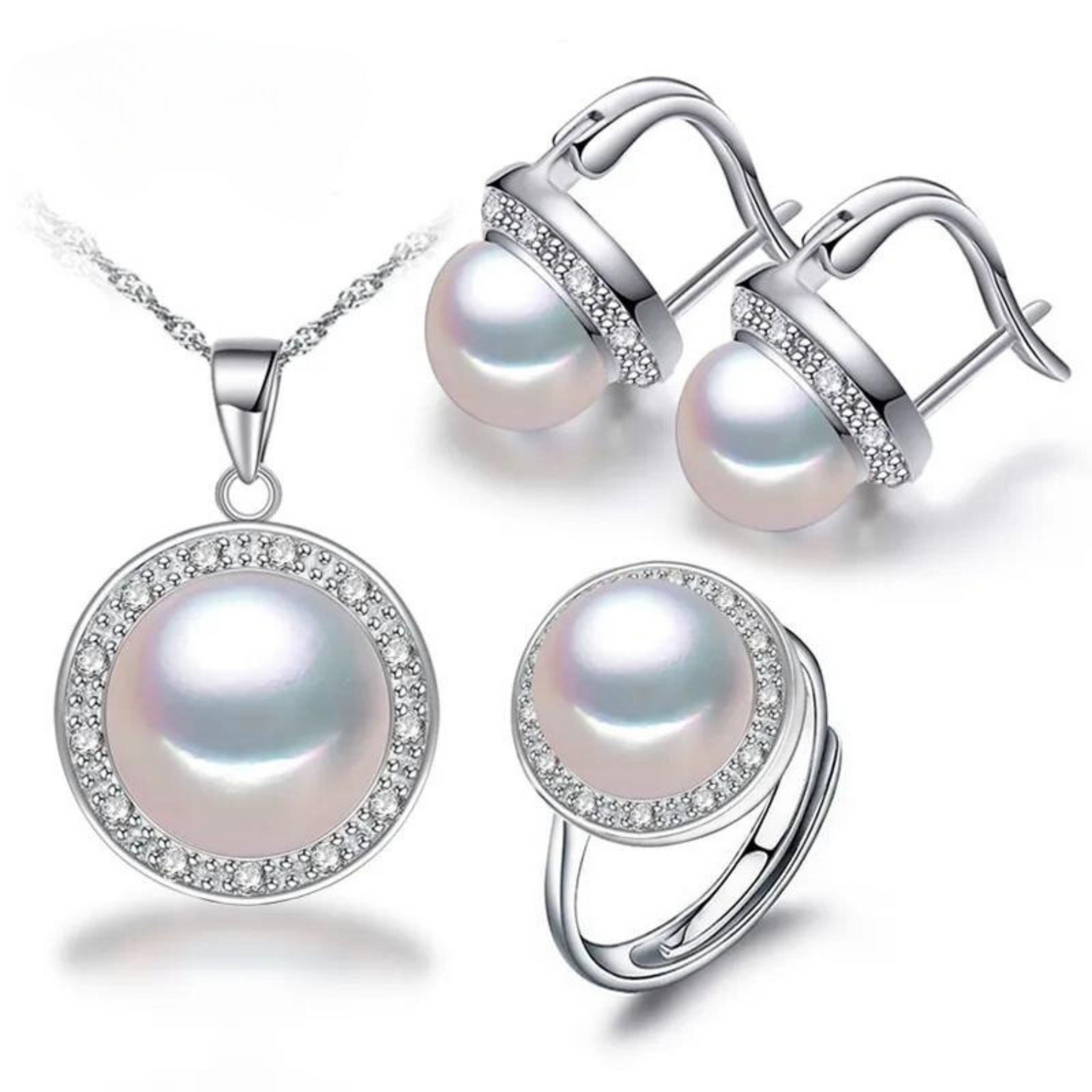 Loja KIONI - Conjunto Alice - Prata e Pérola Natural