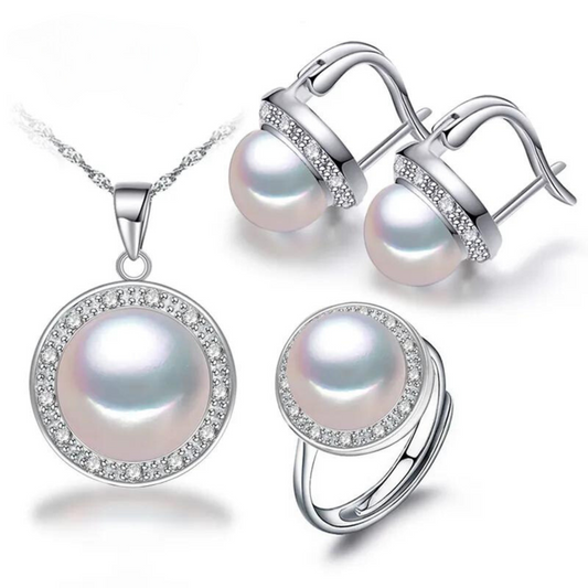 Loja KIONI - Conjunto Alice - Prata e Pérola Natural