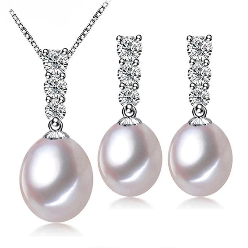 Loja KIONI - Conjunto Elisa - Prata, Pérola Natural e Zircônia