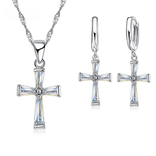 Loja KIONI - Conjunto Glória - Cruz em Prata e Zircônias