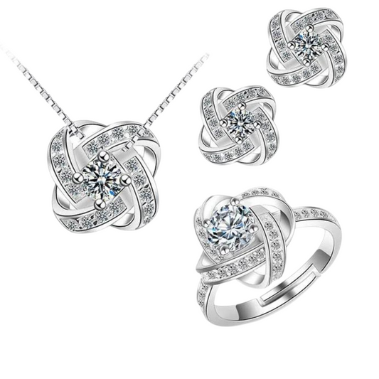 Loja KIONI - Conjunto Liz - Delicadeza em Prata e Zircônias