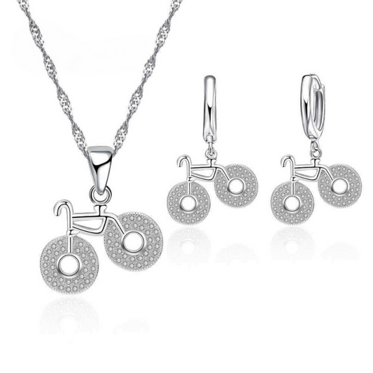 Loja KIONI - Conjunto Melissa - Bike em Prata e Zircônias