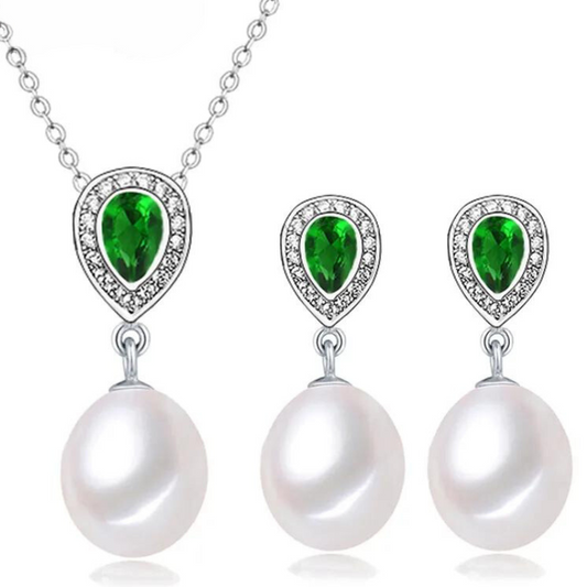 Loja KIONI - Conjunto Olívia - Prata, Pérolas Naturais e Zircônias