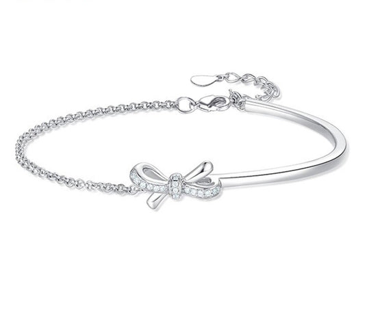 Loja KIONI - Pulseira Isadora - Lacinho em Prata e Zircônias