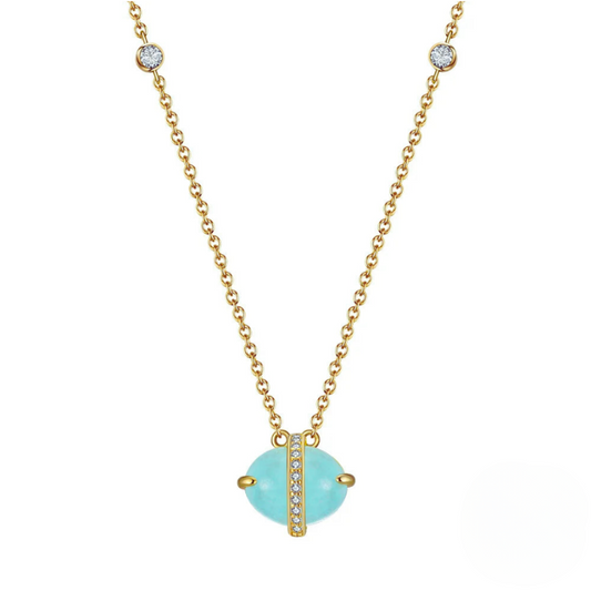 Loja KIONI Colar Débora em Prata Banhada a Ouro e Pedra Água Marinha