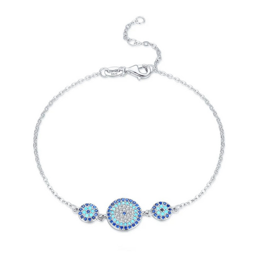 Pulseira Atena - Olho Grego em Prata e Zircônia - Loja KIONI